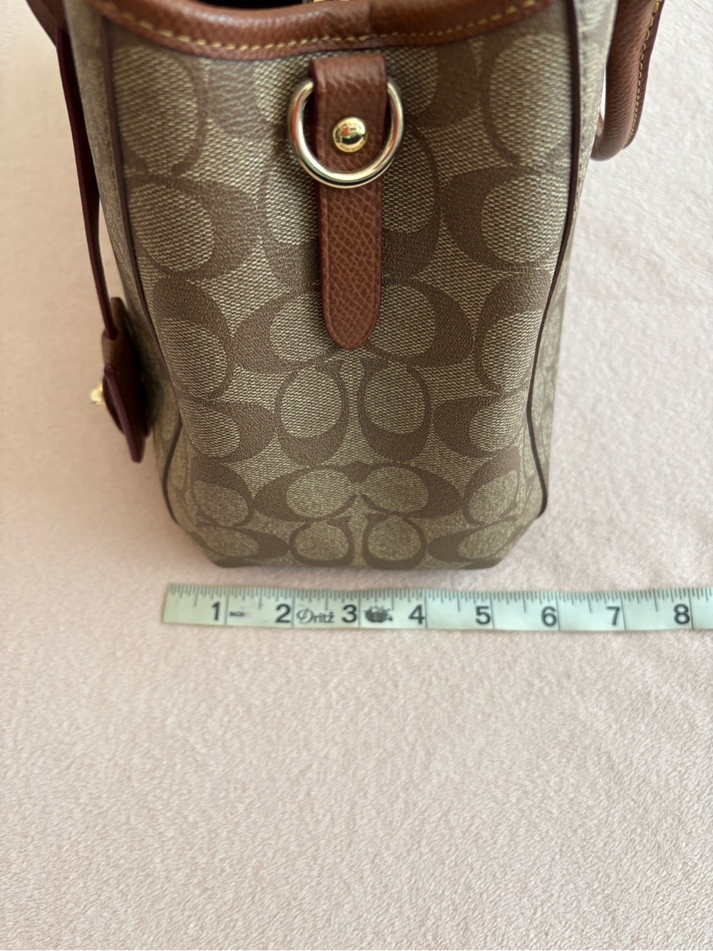 Coach Khaki/Chestnut Signature Satchel with Matching Accessories - Picture 15 of 16